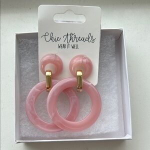Chic Threads Pink Hoop Earrings